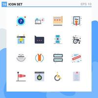 User Interface Pack of 16 Basic Flat Colors of browser degree blueprint award web Editable Pack of Creative Vector Design Elements