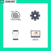 Editable Vector Line Pack of 4 Simple Flat Icons of business phone management media mobile Editable Vector Design Elements