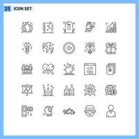 Pack of 25 creative Lines of coins extension laboratory cable grave Editable Vector Design Elements
