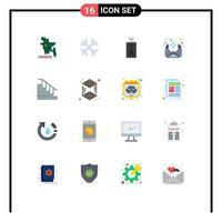 Concepto de 16 colores planos para sitios web, móviles y aplicaciones, paquete editable de letras de construcción de unidad flash de escalera hacia abajo de elementos de diseño de vectores creativos