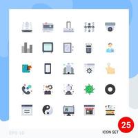 25 Universal Flat Color Signs Symbols of camera satellite website platform complex Editable Vector Design Elements