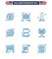 Happy Independence Day 9 Blues Icon Pack for Web and Print american flag western country usa Editable USA Day Vector Design Elements