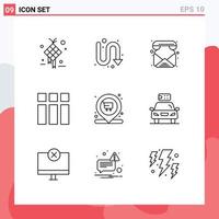 Modern Set of 9 Outlines and symbols such as market image turning frame call Editable Vector Design Elements