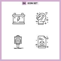 Pictogram Set of 4 Simple Filledline Flat Colors of acumulator valet car environment service Editable Vector Design Elements