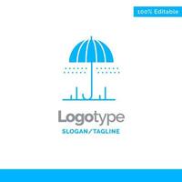 Rain Umbrella Weather Spring Blue Solid Logo Template Place for Tagline vector