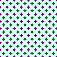 Seamless geometric repeating pattern of green and dark violet rhombs on light blue background vector