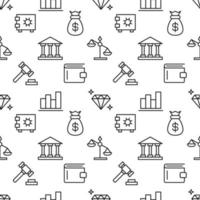 Pattern of bank, judge hummer, scales, bank, made of various line icons. Perfect for web sites, wrapping, printing on different covers vector
