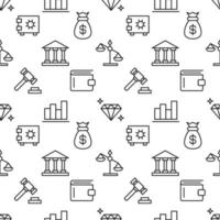 Pattern of bank, judge hummer, scales, bank, made of various line icons. Perfect for web sites, wrapping, printing on different covers vector