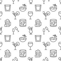 Pattern of wine, beer, whiskey, cocktail made of various line icons. Perfect for web sites, wrapping, printing on different covers vector