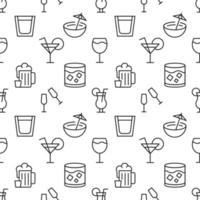 patrón de vino, cerveza, whisky, cóctel hecho de varios íconos de línea. perfecto para sitios web, envoltura, impresión en diferentes portadas vector