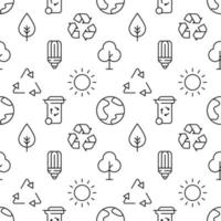 Pattern of leaf, light bulb, recycle, trash can, sun, tree made of various line icons. Perfect for web sites, wrapping, printing on different covers vector