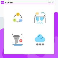 4 User Interface Flat Icon Pack of modern Signs and Symbols of daily delete organization river filter Editable Vector Design Elements