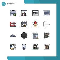 16 Thematic Vector Flat Color Filled Lines and Editable Symbols of synthesizer midi code keyboard html Editable Creative Vector Design Elements