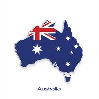 mapa y bandera de australia. contorno del estado australiano con una bandera nacional, fondo blanco, vector
