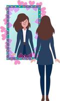 self love girl mirror hearts woman inspiration job perfect vector