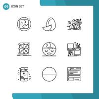 Modern Set of 9 Outlines and symbols such as complex app business framework success Editable Vector Design Elements