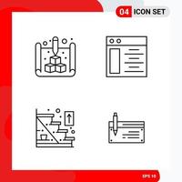 Creative Set of 4 Universal Outline Icons isolated on White Background vector