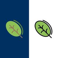 Ecology Leaf Nature Spring  Icons Flat and Line Filled Icon Set Vector Blue Background