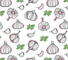 patern seamless vector repeat wrap garlic kitchen leaf fresh food vegetables