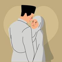 la novia musulmana se mira fijamente ilustración vector