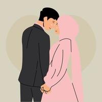 Cute muslim couple vector