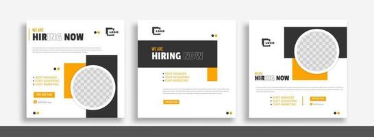 estamos contratando plantilla de diseño de banner de publicación de redes sociales de vacante de trabajo con color amarillo. estamos contratando diseño de banner web cuadrado de vacante de trabajo. vector