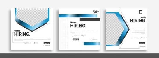 We are hiring job vacancy social media post banner design template with yellow color. We are hiring job vacancy square web banner design. vector