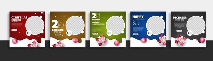 conjunto de banner web de plantilla de publicación de redes sociales de navidad para promociones de su producto. vector