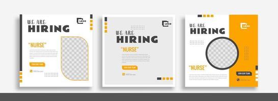 We are hiring job vacancy social media post banner design template with yellow color. We are hiring job vacancy square web banner design. vector
