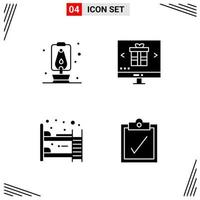 4 Icons Solid Style Grid Based Creative Glyph Symbols for Website Design Simple Solid Icon Signs Isolated on White Background 4 Icon Set Creative Black Icon vector background