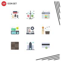 Group of 9 Modern Flat Colors Set for c keyboard analysis device chat Editable Vector Design Elements