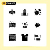 Set of 9 Modern UI Icons Symbols Signs for vga hardware sport fan nature Editable Vector Design Elements