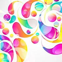 Abstract colorful paisley arc-drop pattern on a white background. Transparent colorful drops and circles design card.  Vector illustration.