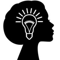 Light bulb in the profile of the head of a beautiful woman. Concept for brainstorming, ideas, eureka. vector