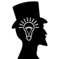 Light bulb in the profile of the head of a beautiful old man. Concept for brainstorming, ideas, eureka. vector