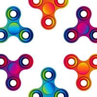 Fidget hand finger spinner stress relieving, colorful toy for removing anxiety and increasing concentration. vector