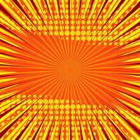 Abstract comic orange background for style pop art design. Retro burst template backdrop. Light rays effect. Vintage comic book style, halftone modern print texture, vector. vector