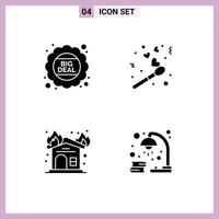 Set of 4 Vector Solid Glyphs on Grid for big deal fireplace sale match firehouse Editable Vector Design Elements