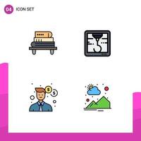 Set of 4 Modern UI Icons Symbols Signs for power money books business mountain Editable Vector Design Elements