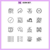 Modern Set of 16 Outlines Pictograph of stare cinema computing oil lamp flame Editable Vector Design Elements