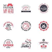 Happy Fathers Day 9 Black and Pink Vector Element Set Ribbons and Labels Editable Vector Design Elements