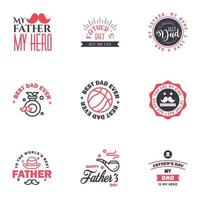 Happy Fathers Day 9 Black and Pink Vector Element Set Ribbons and Labels Editable Vector Design Elements