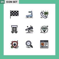 9 Filledline Flat Color concept for Websites Mobile and Apps telescope binoculars hospital call structure develop Editable Vector Design Elements