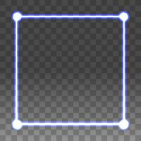 Blue neon frame on a transparent background, vector abstract illustration.