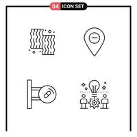 Group of 4 Filledline Flat Colors Signs and Symbols for animal pin farm location board Editable Vector Design Elements