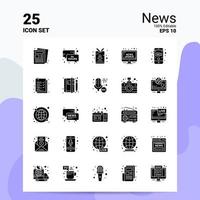 25 News Icon Set 100 Editable EPS 10 Files Business Logo Concept Ideas Solid Glyph icon design