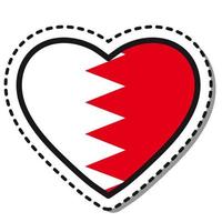 Flag Bahrain heart sticker on white background. Vintage vector love badge. Template design element. National day. Travel sign.