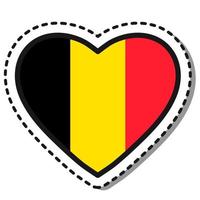 Flag Belgium heart sticker on white background. Vintage vector love badge. Template design element. National day. Travel sign.