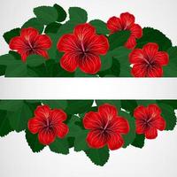 fondo de diseño floral. flores de hibisco con pájaro, mariposas. vector