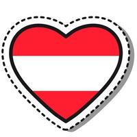 Flag Austria heart sticker on white background. Vintage vector love badge. Template design element. National day. Travel sign.